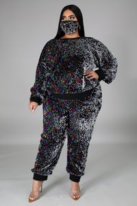 I prodotti più venduti <span class=keywords><strong>Online</strong></span> eleganti abbigliamento Casual Plus Size da <span class=keywords><strong>donna</strong></span> manica lunga due pezzi Set di paillettes - Product Image 5