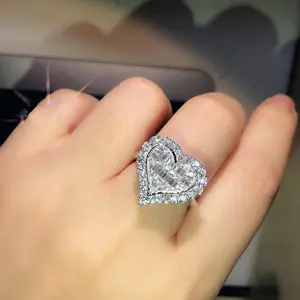 Новые кольца в форме сердца, романтичное модное ювелирное изделие с роскошным кристаллом циркония, серебристое кольцо, женское обещание на любовь, эффектные свадебные подарки