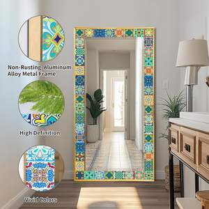 Espejo de mosaico de cristal <span class=keywords><strong>Talavera</strong></span> mexicano vintage personalizado para entrada, baño y sala de estar, pedido mínimo impreso, 1 pieza - Product Image 6