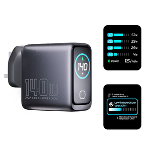 Chargeur mural compact électrique avec écran TFT intelligent, compatibilité multi-protocoles, chargeur GAN 140W avec affichage numérique - Product Image 2