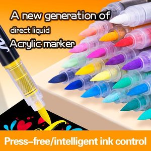 Pennarelli Acrilici Liquidi Guangna con Punta Morbida per Graffiti su Roccia, Set da 12 Colori Oro, Argento, <span class=keywords><strong>Bianco</strong></span> e Nero per Lavoretti Fai-da-Te - Product Image 5