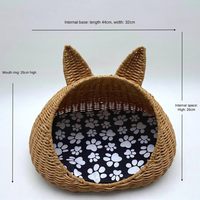 Lit pour chat en osier plastique tressé à la main, maisonnette pour animaux, lavable, chaud, résistant aux taches, respirant, imperméable, pour intérieur