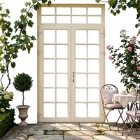 Porte en bois massif de chêne contemporaine DEMEA pour balcon, finition couleur personnalisée, panneau en verre clair, double porte française à battants pour salon