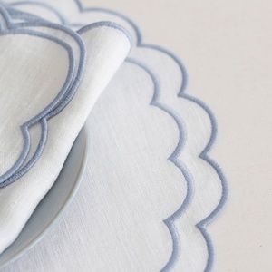 300 Colors Personalized Modern Embroidered Lines Washed Flax Pure Fabric Custom 100% <b>Cloth</b> <b>Linen</b> Napkins Placemat - Product Image 4