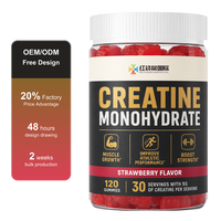 Lancement de la marque de bien-être en ligne aux États-Unis et en Europe, vendeurs e-commerce, OEM, étiquette privée, supplément de créatine monohydrate en gommes, 5g de créatine