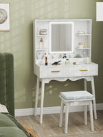Ensemble Coiffeuse Moderne en Bois Blanc avec Miroir et Tabouret, Table de Maquillage à 3 Tiroirs pour Chambre/Salon, Meuble de Maison – Vente en Gros