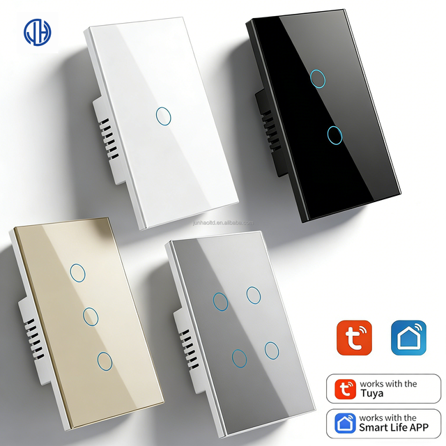 Manufacturer Tuya Wireless Smart Electric Touch Glass Switch Single Pole Home Automation System for Wall Light or Interruptor