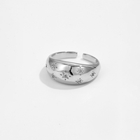 VEWANT Direct usine Bague dôme étoile réglable en cuivre blanc plaqué or 18K et rhodium avec zircone cubique, Bijoux en gros pour marques