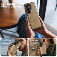 Étui magnétique en cuir OEM personnalisé S24 S25 S26 Ultra avec protection d'objectif surélevée de 2,5 mm, protection anti-chute de qualité militaire, fournisseur B2B