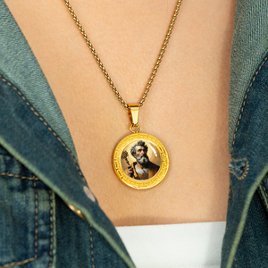 GIVELUCK Medaglia di San Pietro in Acciaio Inox con Resina, Ciondolo Cristiano Personalizzabile con Logo Inciso, Collana Placcata Oro 18K - Product Image 3