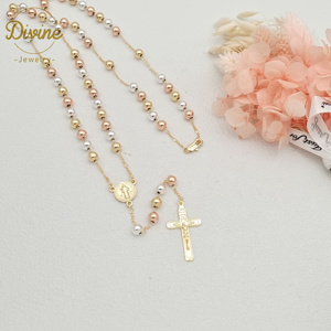 Collar de cuentas de oración de oro laminado de 14k de alta calidad, 6mm, con la imagen de San Judas y la Virgen María, joyería religiosa de gran venta. - Product Image 5