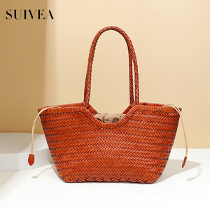 New Cowhide Woven <b>Women</b> Bag Fashionable Versatile <b>Large</b> Capacity Trend Texture <b>Women's</b> <b>Handbag</b> Wholesale Bag - Product Image 1