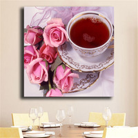 Ever Moment Peinture Diamantée Thème Tasse de Café, avec Diamants en Résine Carrés Pleins, Décoration Murale Faite à la Main, Peinture par Diamant pour Cadeau 5L1038