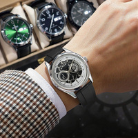 Montre à quartz pour homme, boîtier en alliage, bracelet en silicone, verre minéral, étanche 3 ATM, cadran à aiguilles 40 mm, épaisseur 9 mm, cadeau tendance