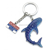 Nouveaux porte-clés souvenirs du Honduras en gros d'usine, breloques en métal personnalisées en forme de requin baleine, logo OEM, dessin animé touristique