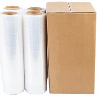 Film étirable LLDPE disponible en échantillon, 450 mm x 480 m, rouleau de film plastique pour palettes, pour expédition transfrontalière, 4 kg chacun