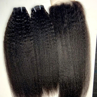 Extensions de cheveux humains vierges lisses Yaki, cheveux vietnamiens, double trame, cuticules alignées, extensions de cheveux humains lisses crépus