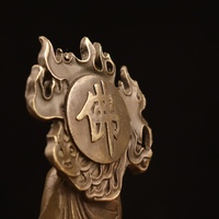 Statue de bodhisattva en laiton antique cuivre métal jaune assis Rock Fire Ksitigarbha Sculptures Figurine Statue Articles cadeaux pour la maison