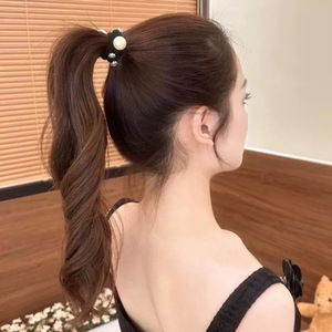 Coletero de perlas y diamantes de imitación para mujer, banda elástica duradera para el cabello, accesorio de uso diario estilo toalla - Product Image 1