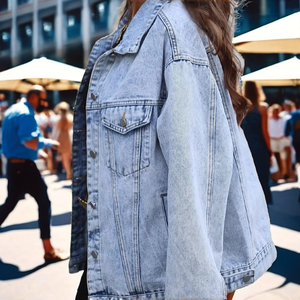 เสื้อแจ็คเก็ตยีนส์แฟชั่นลำลองสำหรับฤดูหนาว ผู้หญิง ปกเสื้อแบบปกเชิ้ต แขนยาว กันน้ำ กันลม ระบายอากาศได้ดี เป็นมิตรกับสิ่งแวดล้อม ผลิตจากไนลอน/ผ้าฝ้าย น้ำหนัก 340 กรัม - Product Image 2