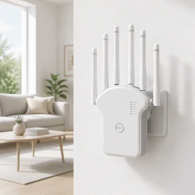 1200Mbps Dual Band WiFi Repeater 2.4G 5G WiFi Extender Wireless Signal Booster High Power Long Range Wall-Penetrating Amplifier