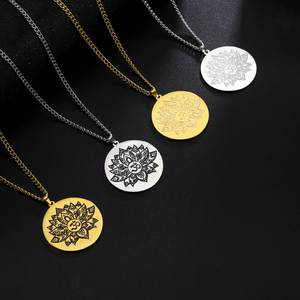 Collar Myshape Om con Colgante de Flor de Loto para Yoga, Collar con Mandala Aum Ohm de Acero Inoxidable, Regalo Inspirador para Mujeres, Amuleto Hindú - Product Image 4