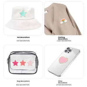 Parches Termoadhesivos de Chenilla con Forma de Corazón, Rayo y Estrella, Parches Bordados Autoadhesivos al por Mayor para Decoración de Ropa - Product Image 5