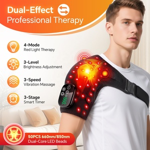 Fabrik preis Schnur los 660nm 850nm NIR Vibrations massage Schulter wickel gurt Heiz gürtel Rotlicht therapie Schulter massage gerät - Product Image 2