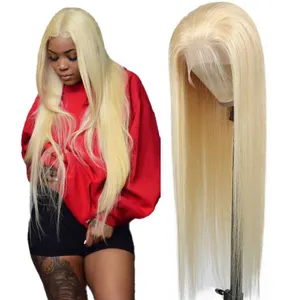 Perruque Lace Front Wig naturelle Remy lisse et soyeuse, perruque Lace Front Wig, cheveux humains vierges, blond 613, partie centrale, meilleures ventes