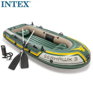 Original Intex 68380 SEAHAWK 3 BOAT SET Inflatable Fishing Rowing Boat