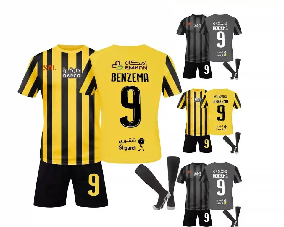 Özel boş Benzema futbol T Shirt üniforma erkekler için 2023 eğitim takım elbise futbol forması setleri futbol kıyafetleri RCZ06