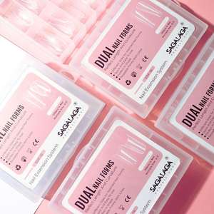 Venta al por mayor 120 Uds almohadilla de Gel suave transparente francés de doble forma para verter Ongles almendra extensión de puntas de uñas ataúd completo - Product Image 3