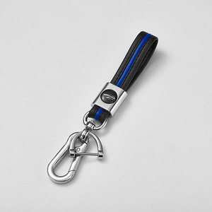 Llavero para Auto con Logotipo Cuadrado, Metal de Aleación de Zinc, Dos Tonos, Anillo en D de Cuero, Gancho - Product Image 4