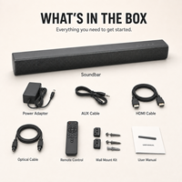 TV-Soundbar 200W 2.1-Kanal mit Bluetooth 5.3, HDMI ARC, DSP-Tuning, Tiefbass und Fernbedienung