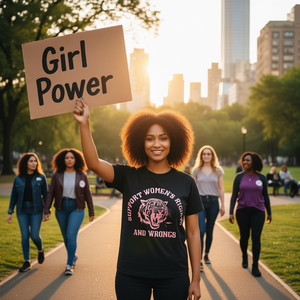 T-shirt grafica da donna femminista con stampa tigre, in cotone, vestibilità regolare, girocollo, manica corta, per sostenere i diritti e i diritti dei donne - Product Image 2
