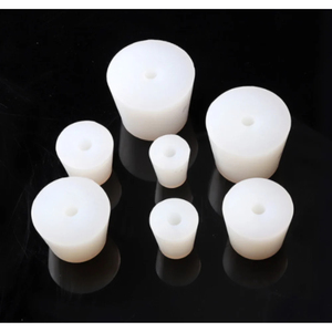 Silicone <b>Rubber</b> Cork Laboratory Stopper with Center Hole Flexible Sealing Plug for Flasks Bottles Tubes and Glassware - Product Image 1