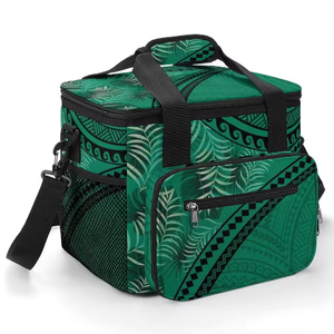 Sac à déjeuner isotherme Oxford personnalisé, imprimé à la demande, motifs Tribus Samoanes, Plage, Fleurs Polynésiennes, pour le camping - Product Image 3