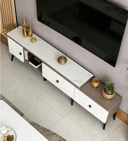 Meuble de salon moderne en dalle frittée, meuble TV rétractable, console de rangement, table basse et meuble TV