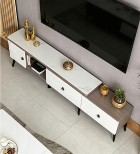 Meuble <span class=keywords><strong>de</strong></span> salon moderne en <span class=keywords><strong>dalle</strong></span> frittée, meuble TV rétractable, console <span class=keywords><strong>de</strong></span> rangement, table basse et meuble TV - Product Image 6