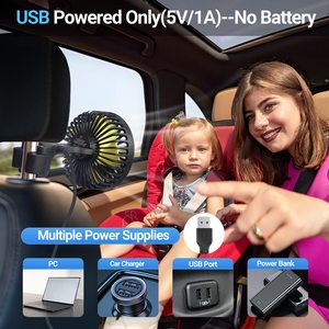 Ventilateurs de siège auto USB Ventilateur de refroidissement de voiture électrique 5V USB pour siège arrière pour bébé enfants passagers Plastique alimenté par USB uniquement sans batterie - Product Image 5