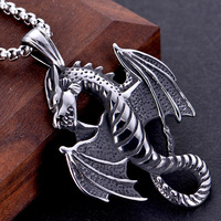 2024 Edelstahl Halskette Dragon Hip Punk Unique Collier pendentif en acier inoxydable Kolye Collier Dragon cracheur de feu chinois