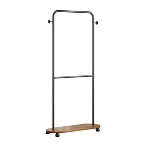 Porte-manteau métallique mi-moderne sur pied à double niveau, déplaçable, pour entrée et chambre, avec étagère de rangement - Product Image 5
