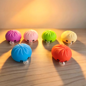 Simulated Bun Squishy Stress Relief Fidget Toy Blind <b>Box</b> <b>Gift</b> 12pcs Glitter Dumpling Steam Bun Squeeze Sensory Set - Product Image 4