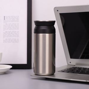 Mug isotherme de style japonais 350 ml avec couvercle plat et poignée, infuseur à thé, en acier inoxydable 304 à double paroi, tasse de voiture, cadeau - Product Image 2