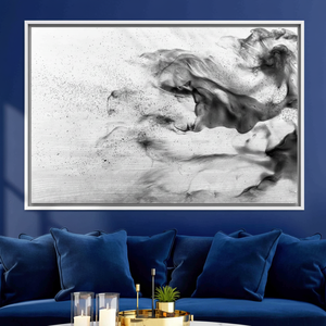Toile imprimée abstraite gris fumé : Art mural minimaliste moderne, TOILE ENCADRÉE BLANCHE - Product Image 3