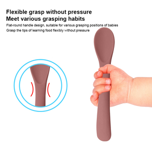 Vente en gros de cuillères en silicone pour bébés, première étape, sans BPA, ustensiles pour tout-petits, vaisselle pour enfants, couverts de qualité alimentaire, vaisselle pour nourrissons - Product Image 2