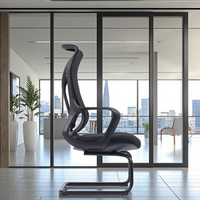 Chaise de bureau de direction ergonomique moderne à entièrement revêtement en maille, design luxueux, avec support lombaire réglable et vérin à gaz certifié, structure fixe