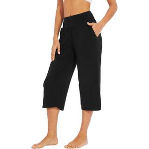 Pantalon de yoga capri en viscose de bambou pour femme, taille haute, coupe ample, confortable, pour la détente ou comme bas de pyjama, tailles S à XXL - Product Image 4