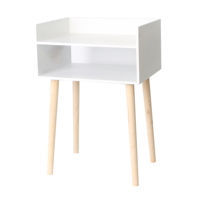 Ensemble table basse et table d'appoint modernes pour salon, table de chevet étroite en bois à pieds hauts avec rangement