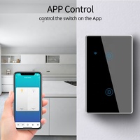 Interrupteur intelligent sans neutre pour le contrôle Alexa Google, 1/2/3/4 gangs, 10A, interrupteur tactile WiFi avec verre trempé, US